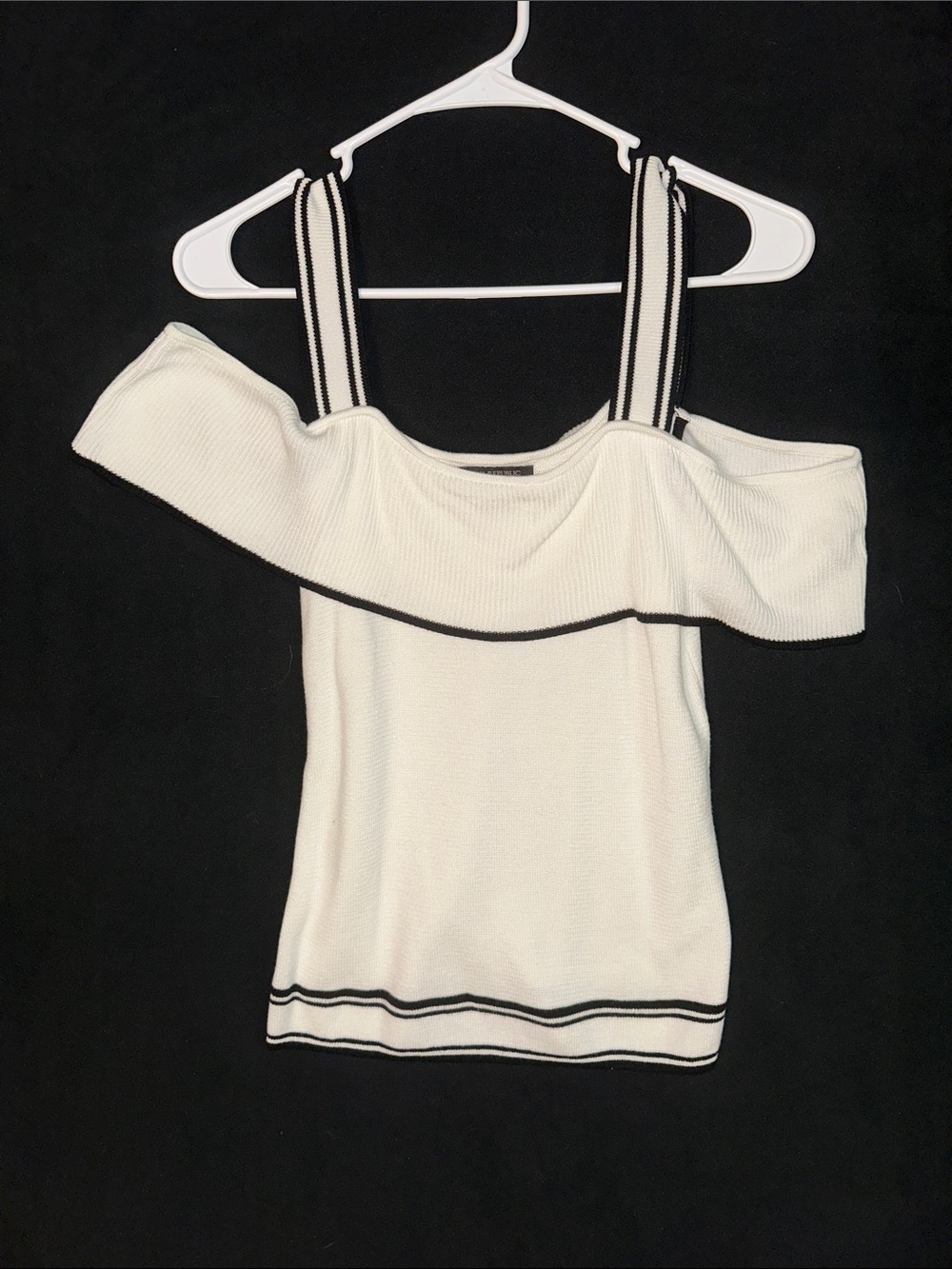 Banana Republic White Off-Shoulder Tank with Black Striped Straps